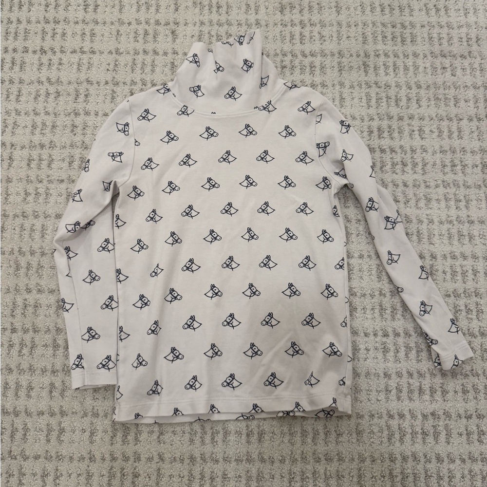 The Beaufort Bonnet Company White Turtleneck with Blue Design